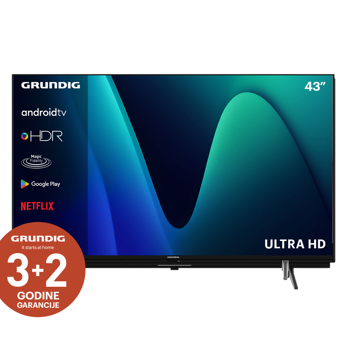 LED TV 43in GHU 7800 B Android UHD slika proizvoda Front View L