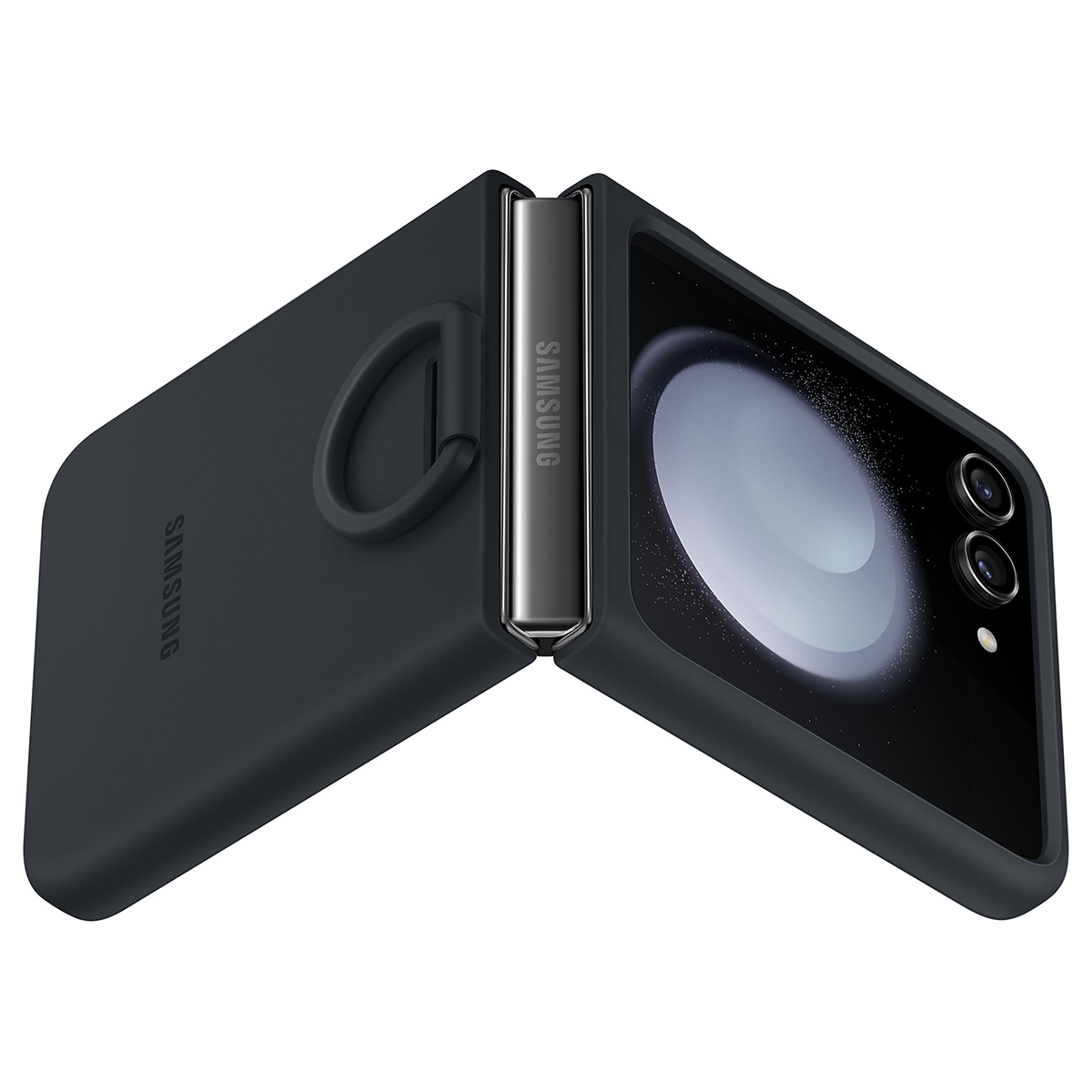 Galaxy Z Flip5 Silicone Cover with Ring Indigo slika proizvoda Side View L