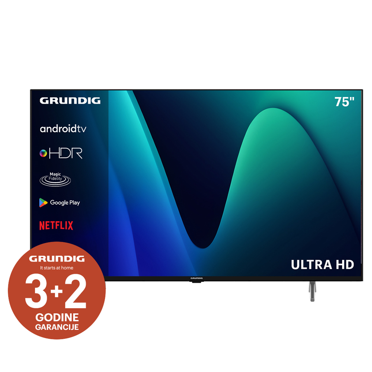 LED TV 75in GHU 7800 B Android UHD slika proizvoda Front View L