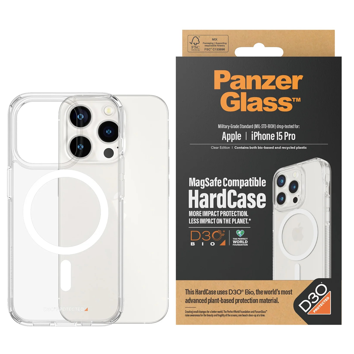 Zaštitni okvir PanzerGlass HardCase MagSafe iPhone 15 Pro slika proizvoda Front View L