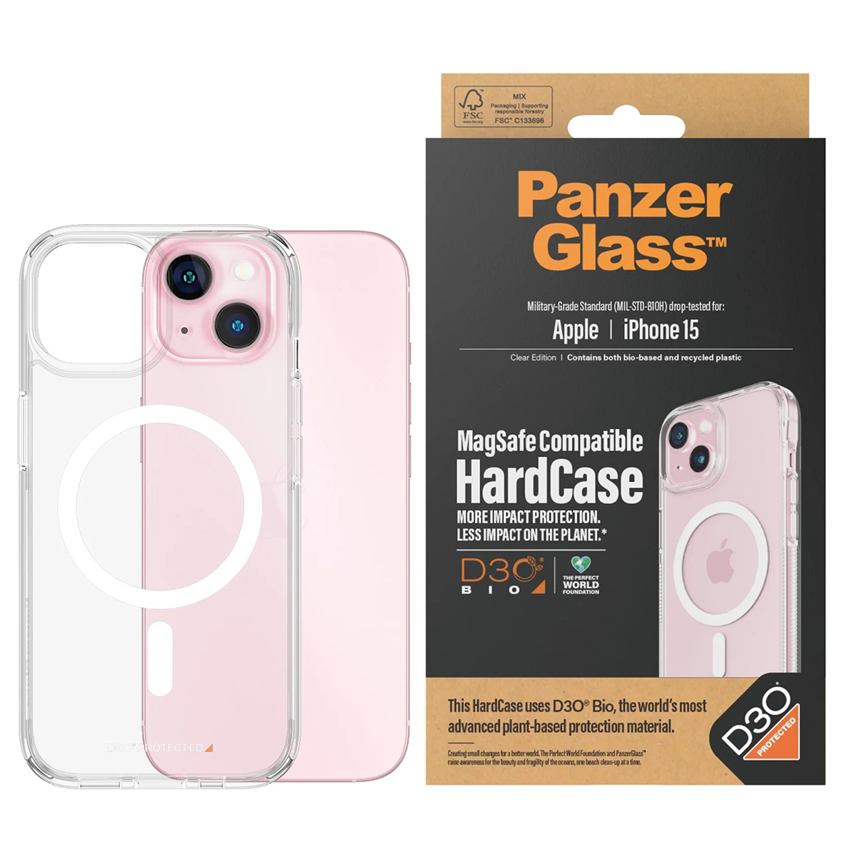 Zaštitni okvir PanzerGlass HardCase MagSafe iPhone 15 slika proizvoda Front View L