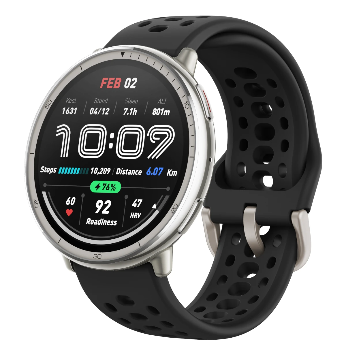 Active 2 Black Silicone Sport slika proizvoda Front View 2 L