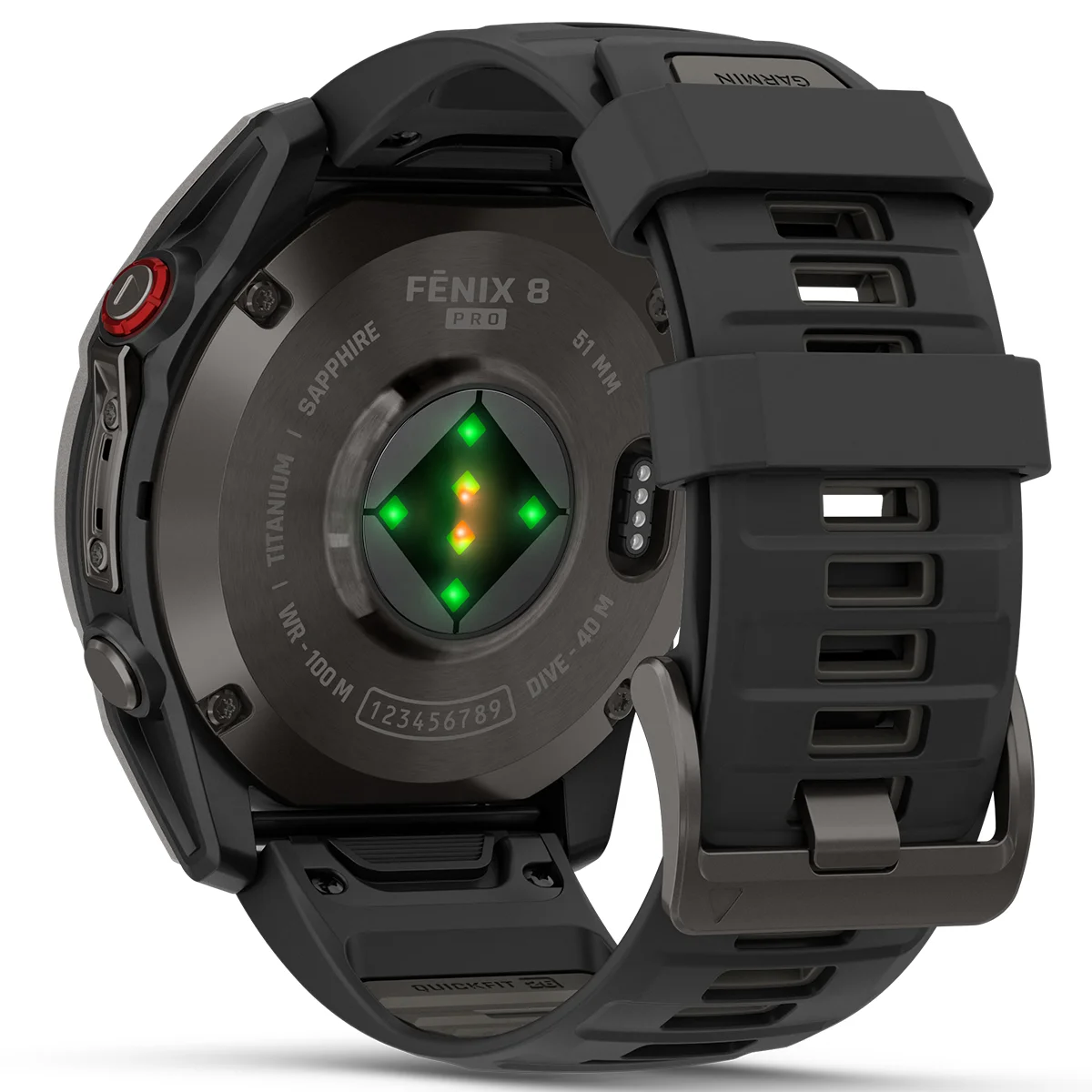 fenix 8 PRO 51mm LTE AMOLED Sapp Carbon Gray Ti Black slika proizvoda Back View L