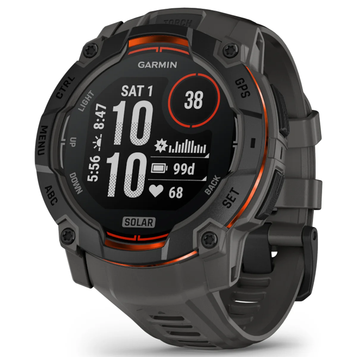 Instinct 3 50mm SOLAR Black Charcoal slika proizvoda Front View 2 L